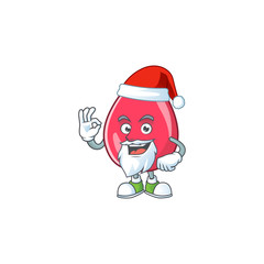 Friendly red blood Santa cartoon character design with ok finger