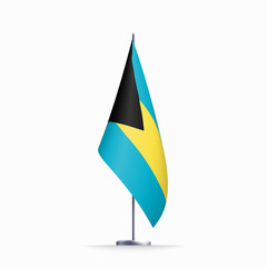 Bahamas flag state symbol isolated on background national banner. Greeting card National Independence Day of the Commonwealth of The Bahamas. Illustration banner with realistic state flag.