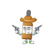 A cowboy cartoon character of liquid bottle holding guns