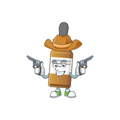 Poster - A cowboy cartoon character of liquid bottle holding guns