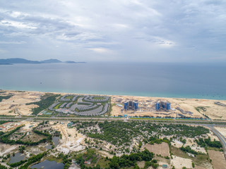 Wall Mural - Aerial view of Bai Dai beach at Cam Ranh Bay, owns spectacular landscape which has smooth white sand and clean blue sea. Bai Dai will become a key tourist site in the South of Khanh Hoa