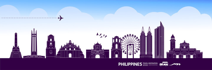 Fototapete - Philippines travel destination grand vector illustration. 