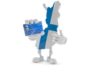 Canvas Print - Finland character holding credit card