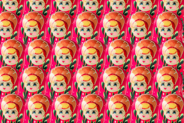 Russian doll pattern. Creative layout with matrioshka. Matryoshka background. Contemporary trendy art for design or print