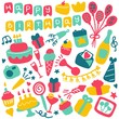 © Lidia_sv - Birthdat party icon set. Hand drawn elements for banner, card, invitation, wrapping, digital.