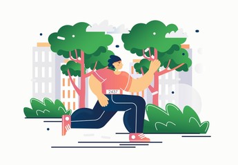 Running athlete, vector flat style design illustration