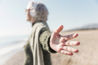 Mindfulness concept with blurred woman outdoors