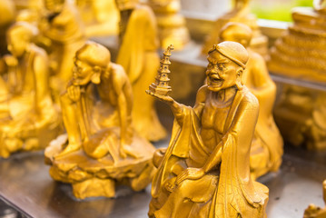 Golden Buddha Chinese style pattern at Wat Leng Nei Yee 2 Temple.Bangkok, Thailand