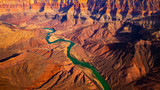 Fototapeta Góry - Panoramic landscape view of curved colorado river in Grand canyon, USA