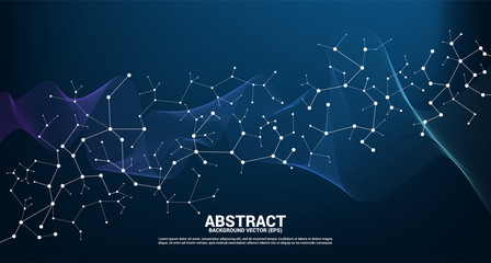Poster - Blue Network line Connecting dot molecule background. Concept of Network Business, technology, Data 