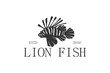 Lion fish silhouette underwater life logo design scuba diving resort icon symbol.