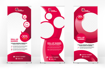 Wall Mural - set of different design options for advertising banners roll-up, modern design for presentations, co