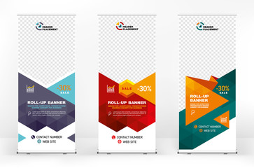 Wall Mural - set of different design options for advertising banners roll-up, modern design for presentations, co