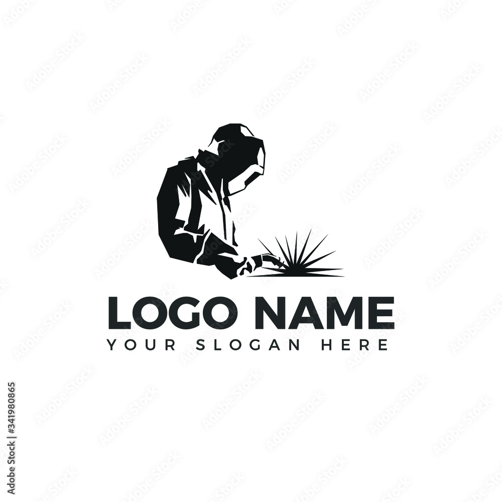 Welding logo industrial  logo company logo design side view, WELDER LOGO 