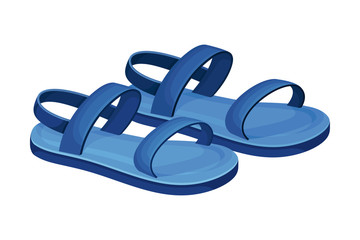 Poster - Men Summer Blue Rubber Sandals for Bare Foot Wearing Vector Illustration