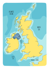 Wall Mural - Hand drawn map of Northern Ireland and the British Isles.