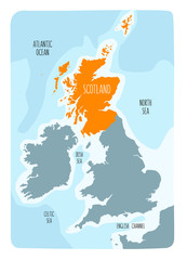 Wall Mural - Hand drawn map of Scotland and the British Isles.