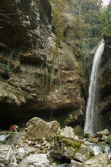 waterfall in the mountains