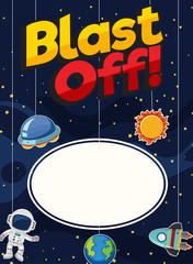Wall Mural - Background template design with planets in the space