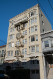 Fototapeta Londyn - old building with metal stairs at San Francisco, california