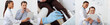 © LIGHTFIELD STUDIOS - collage of dentist taking dental equipment and emotional patient looking at mirror