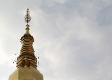 The Golden Chedi In Wat Phra That Chohae In Phrae Province, Northern Thailand.
