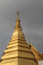 The Golden Chedi In Wat Phra That Chohae In Phrae Province, Northern Thailand.