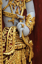 Deva Statue In Wat Phra That Chohae In Phrae Province, Northern Thailand.
