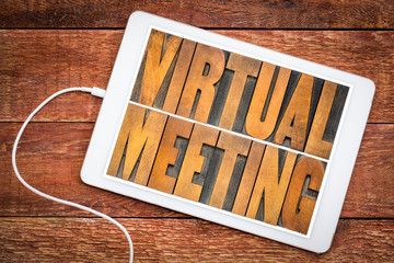Canvas Print - virtual meeting word abstract in wood type