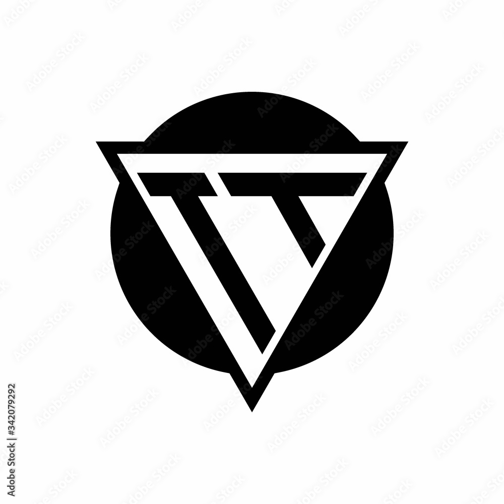 TT logo with negative space triangle and circle shape design template ...