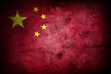 Canvas Print - Grunge Chinese flag