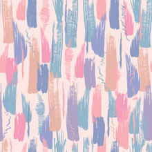 Abstract Colorful Paint Brush Strokes And Scribble Pattern Background. Vector Repeat Pattern.