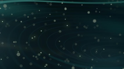 Fototapete - Deformed wavy wires with motion glowing lines. Depth of field. 3D loop animation