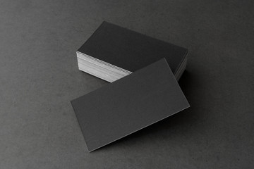 Business cards blank. Mockup on black background.  Copy space for text.