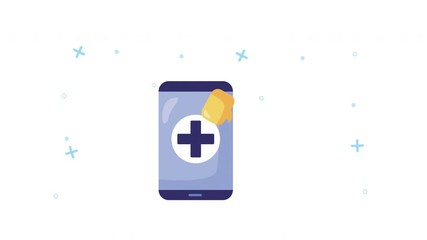 Sticker - smartphone with healthcare online technology