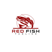 Redfish Logo Design. Awesome Redfish Logo. Redfish Logotype.
