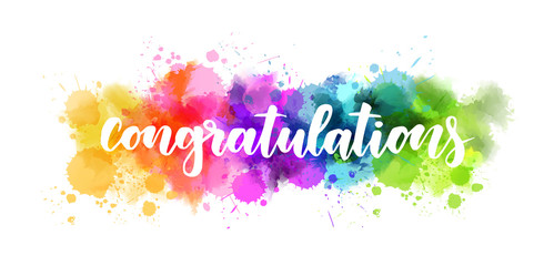 Wall Mural - congratulation - lettering on watercolor splash
