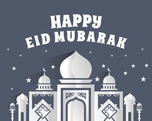 Happy Eid Mubarak.Eid Mubarak Greeting Card Illustration,Wishing For Islamic Festival For Banner, Poster, Background, Flyer,illustration, Brochure And Sale Background