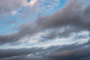 Dark storm sky with light part, overcast sky