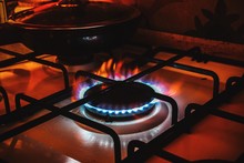 Close-up Of Burning Gas Stove Burner