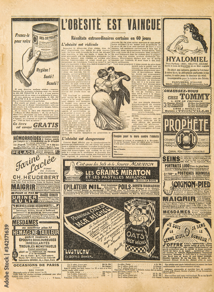 Used paper background Old newspaper pages vintage advertising - obrazy, fototapety, plakaty 