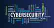 Cybersecurity Word Cloud on a Blue Background
