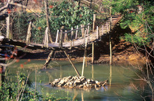 A Walking Bridge Over A Creek In West Virginia