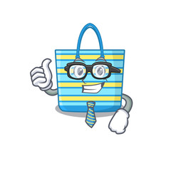 Poster - An elegant beach bag Businessman mascot design wearing glasses and tie