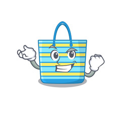 Sticker - A dazzling beach bag mascot design concept with happy face