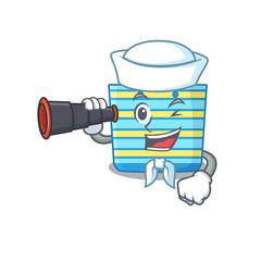 Wall Mural - A cartoon icon of beach bag Sailor with binocular