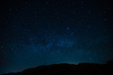 Night landscape with starry sky. Astrology, space