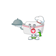 Sticker - A nurse hat chef cartoon design with hat and tray