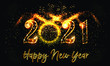 Happy New Year 2021 Background With golden Light Background text vector illustration - Happy New Year 2021 Black Background with Golden Light illustration - New Year 2021 Background illustration