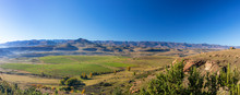 Panoramic Landscape Of The Lesotho Highland Mountains In Distance
